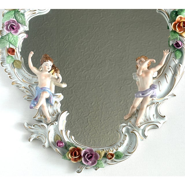 Baroque Style Putti Porcelain Mirror from PMP Plaue Schierholz, 1950s For Sale - Image 10 of 10