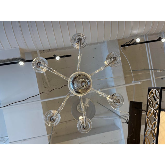 2010s Chapman & Myers for Visual Comfort George II Polished Nickel + Glass Chandelier For Sale - Image 5 of 12