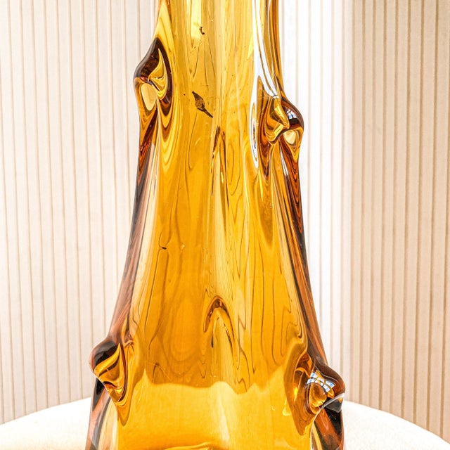 Sękacz Amber Glass Vase from Huta Szkła Ząbkowice, Poland, 1970s For Sale - Image 4 of 6
