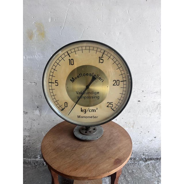 Large Mid-Century Industrial Pressure Gauge For Sale - Image 9 of 9
