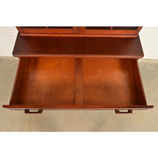 Wood Stickley Brothers Antique Art Deco Maple Breakfront Bookcase Cabinet, Circa 1920s For Sale - Image 7 of 15