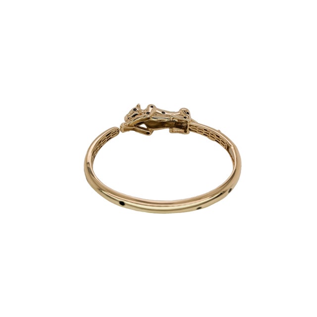 Concrete Jungle Chic - Fierce Leopard Bangle W Diamond Accents in 14k Solid Gold For Sale In Columbus - Image 6 of 9