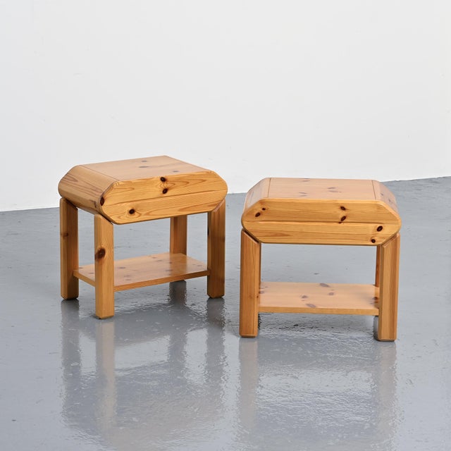 Pine Bedside Tables by Maison Regain, 1970, Set of 2 For Sale - Image 12 of 12