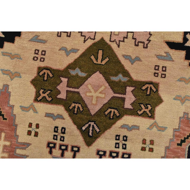 Ivory Heriz Rug 5’11” X 8’6” Ivory Wool Vintage Tribal Hand-Knotted Oriental Carpet For Sale - Image 8 of 15