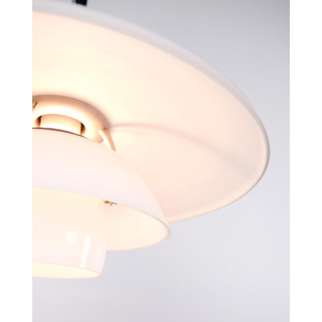 Louis Poulsen PH 4½-4 Pendant in White Opal Glass and Chrome by Poul Henningsen for Louis Poulsen, 1980 For Sale - Image 4 of 12