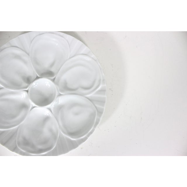 French Country Vintage White Pillivuyt French Porcelain Oyster Plate For Sale - Image 3 of 9
