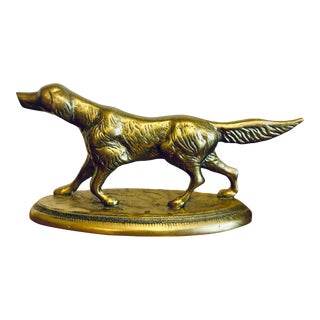 Vintage English Brass Hunting Dog For Sale
