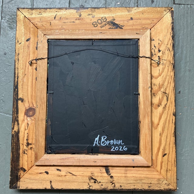 Contemporary Contemporary Original Alexandra Brown Abstract Floral Still Life Oil Painting Chunky Vintage Frame For Sale - Image 3 of 3