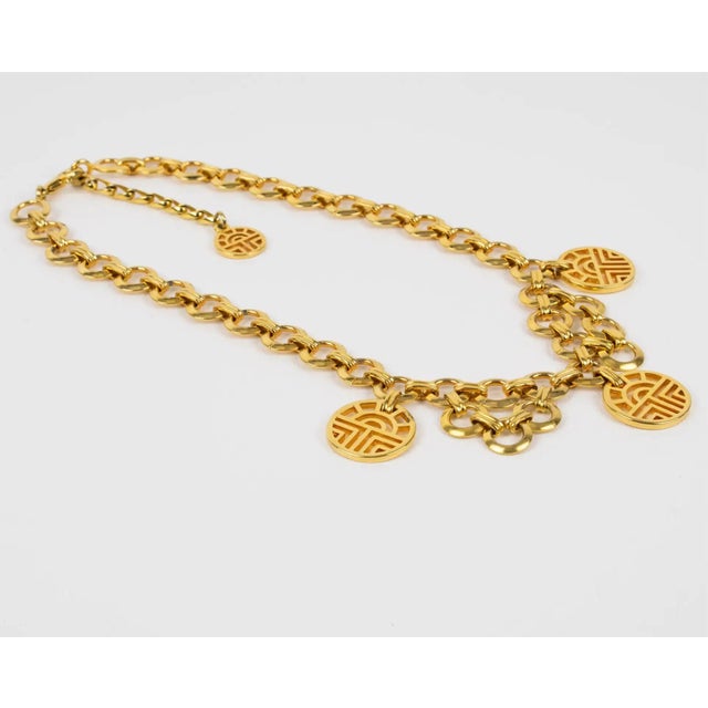 1990s Louis Feraud Paris Gilt Metal Choker Necklace with Brand Logo Charms For Sale - Image 5 of 9