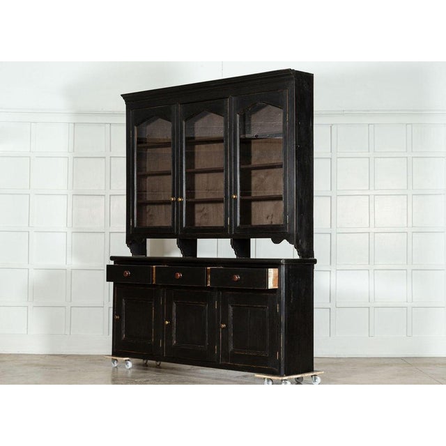 Large 19th Century Ebonised English Glazed Pine Dresser, 1870s For Sale - Image 6 of 18