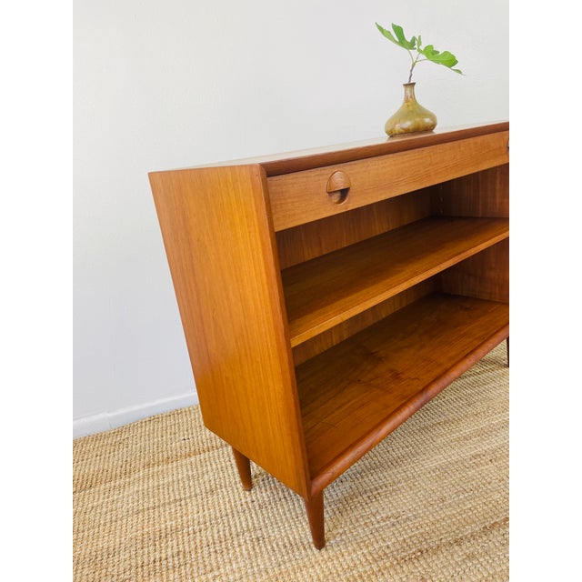 Vintage 1960s Danish Modern Teak Mini Credenza Cabinet With Bookshelf For Sale - Image 12 of 16