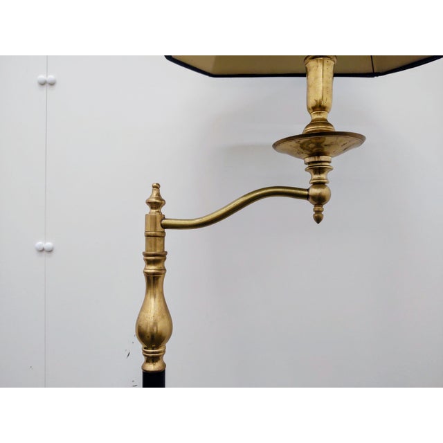 American 1980s English Traditional Frederick Cooper Charlotte II Brass Swing Arm Floor Lamp For Sale - Image 3 of 10