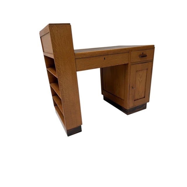 Art Deco Modernist Desk with Asymmetric Open Bookcase, 1920s For Sale - Image 9 of 12