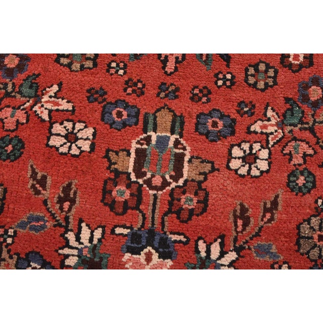 Malayer Runner 3’5” X 9’3” Red Wool Semi-Antique Traditional Hand-Knotted Rug For Sale - Image 4 of 14
