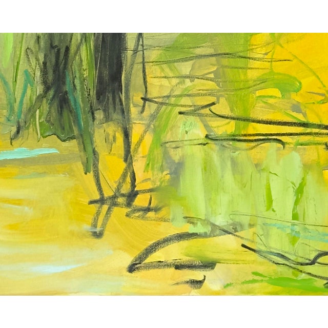 "Golden Grass" is an abstract expressionist oil painting on canvas by Trixie Pitts, a trusted seller artist on Chairish...