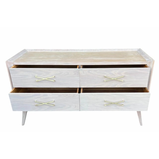 Mid-Century Modern Oyster Lacquered Chest of Drawers X Handles For Sale - Image 9 of 14