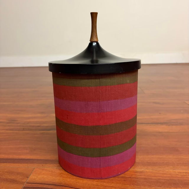 Cool vintage mid-century ice bucket by Laurids L. Lønborg, made in Denmark. It is wrapped in an eye-catching striped...