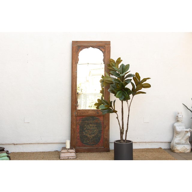 Indian Tall Antique Indian Arched Mirror For Sale - Image 3 of 10