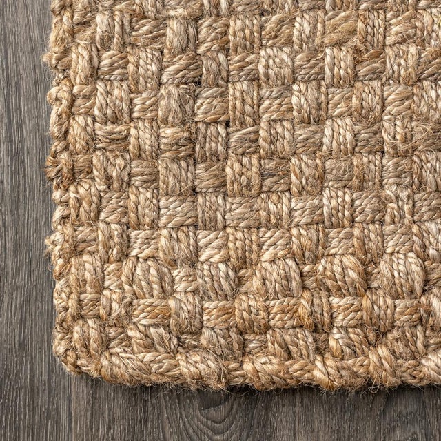 Hand Woven Boucle Chunky Jute Natural 5 ft. x 8 ft. Area Rug Chairish