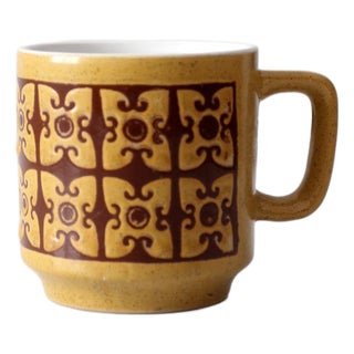 Vintage 1970s Geometric Ceramic Mug For Sale