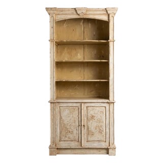 Italian French Style Rustic Chinoiserie Bookcase Cabinet W/ Landscape Panels For Sale