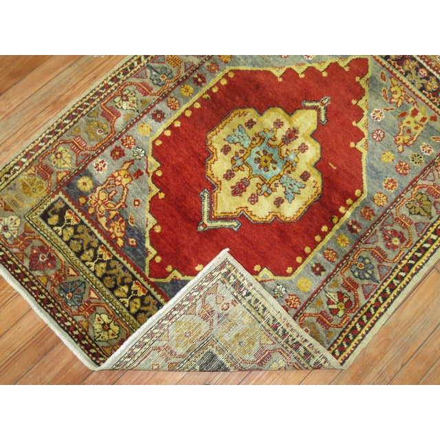 Mid 20th Century Zabihi Collection Red Antique Turkish Oushak Scatter Rug For Sale - Image 5 of 6