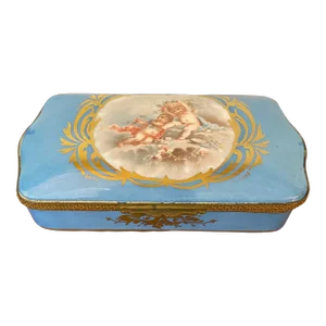 Antique French Porcelain Vanity Box Style of Severs
