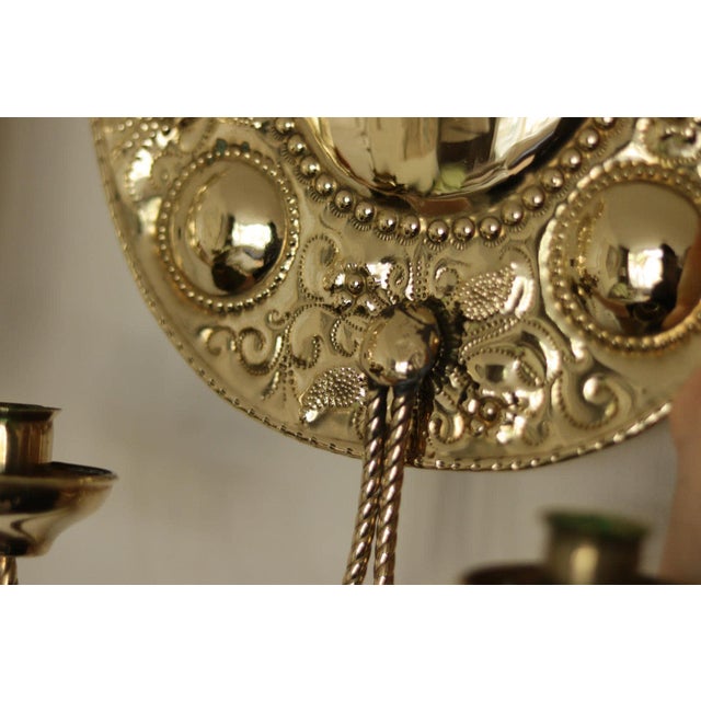 Metal Large Mid-Century Swedish Baroque Style Brass Sconces, Set of 2 For Sale - Image 7 of 18