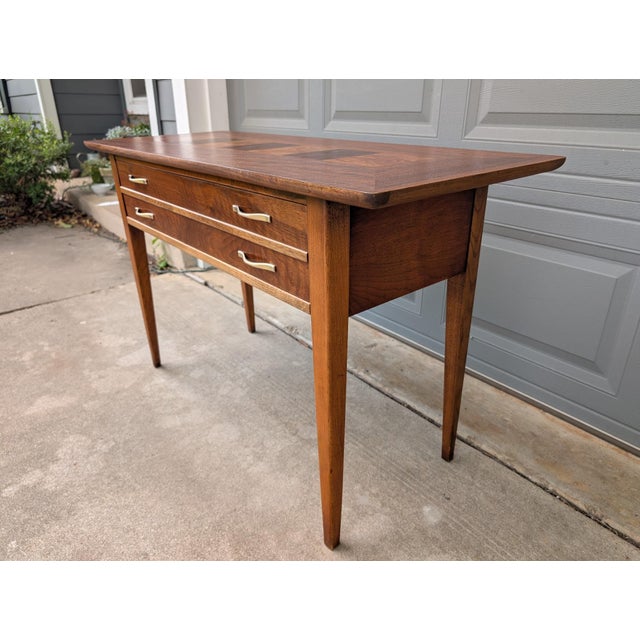 Lane Furniture Mid-Century Modern Lane Walnut and Burl Console Table For Sale - Image 4 of 6