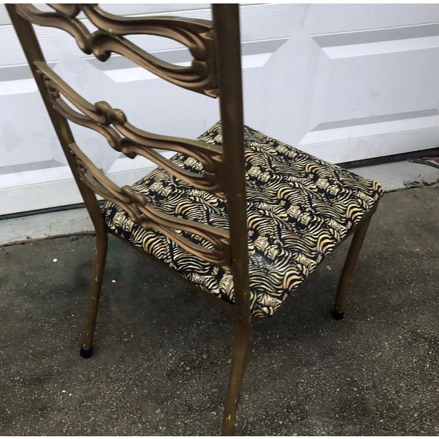 1970s Pair of Italian Gilded Gold Chairs With Zebra Print Cushions For Sale - Image 10 of 11