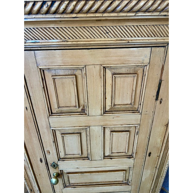 Brass Antique Pine Hanging Corner Cabinet For Sale - Image 8 of 17