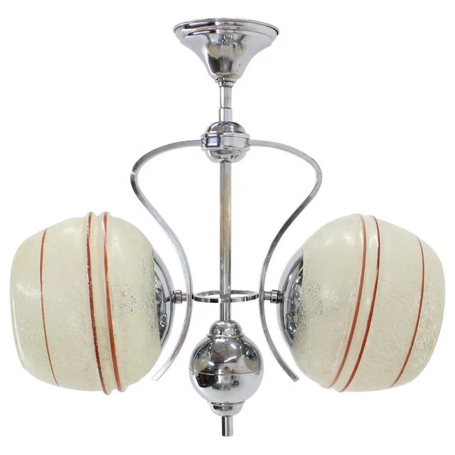 Art Deco Chrome-Plated Chandelier, 1930s For Sale - Image 9 of 9