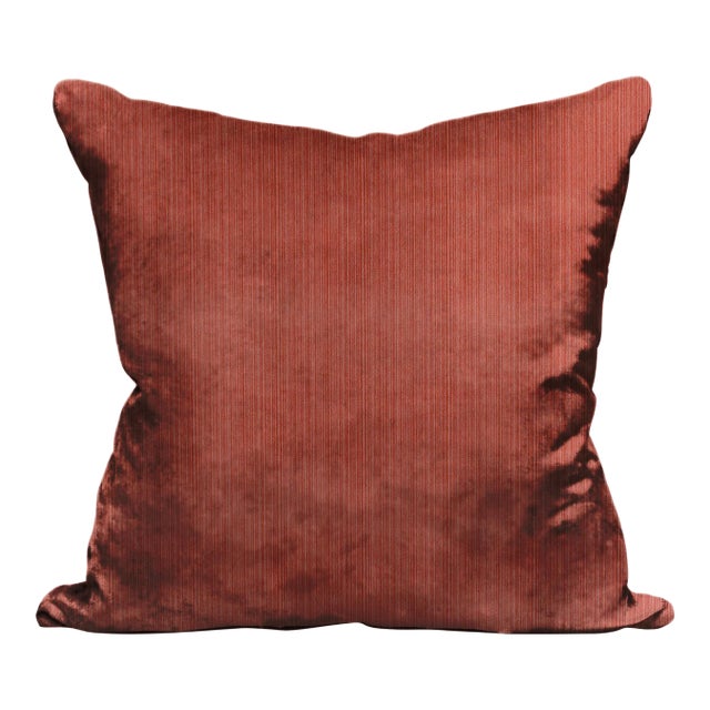 The House of Scalamandré Strie Velvet Pillow, Hibiscus For Sale