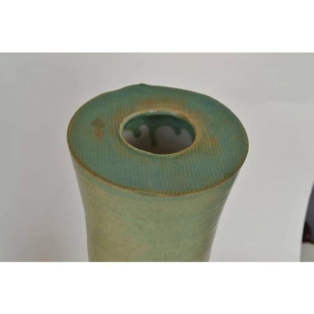 Large Pottery Vessels in Blue, Cream and Sand Glaze, Set of 3 For Sale - Image 11 of 18