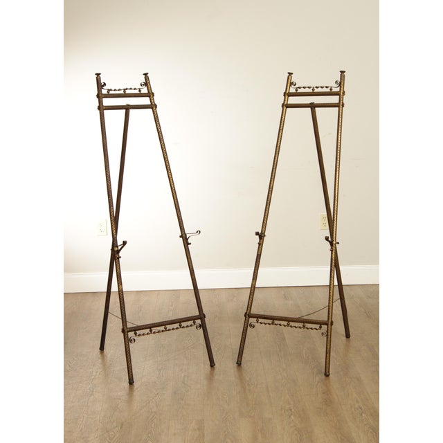 High Quality American Made Pair of Etched Brass Easels