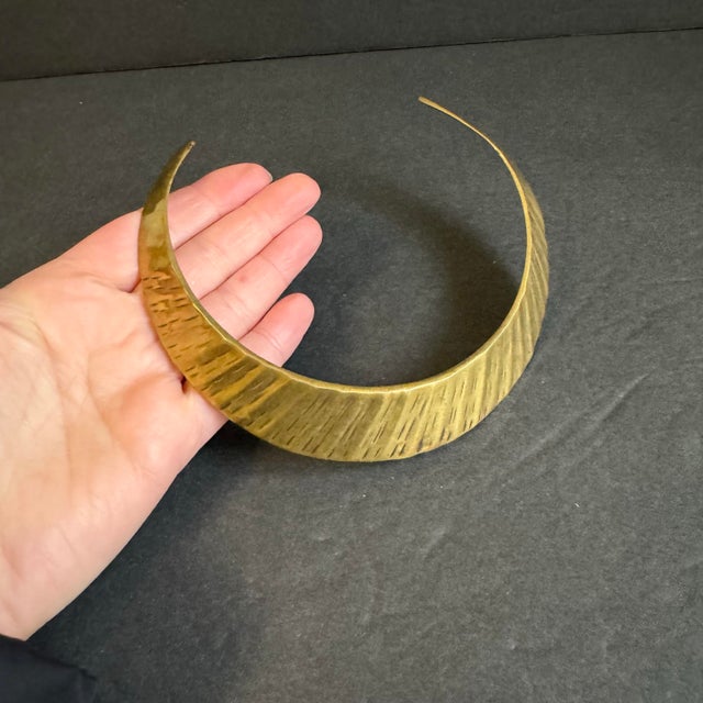 Vintage Solid Brass Collar Necklace Choker Neck Cuff Egyptian Revival Textured Vintage condition with light wear and...
