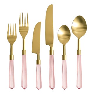 Prism Flatware - Rosewater + Gold, 6-Piece Set For Sale