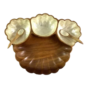 1960’s Philipine Monkey Pod Wood and Capiz Shell - Hors D’oeuvre/Snack Tray With Provenance