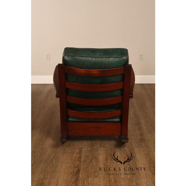 Limbert Arts & Crafts Antique Mission Oak Lounge Chair And Rocking Chair For Sale - Image 16 of 18