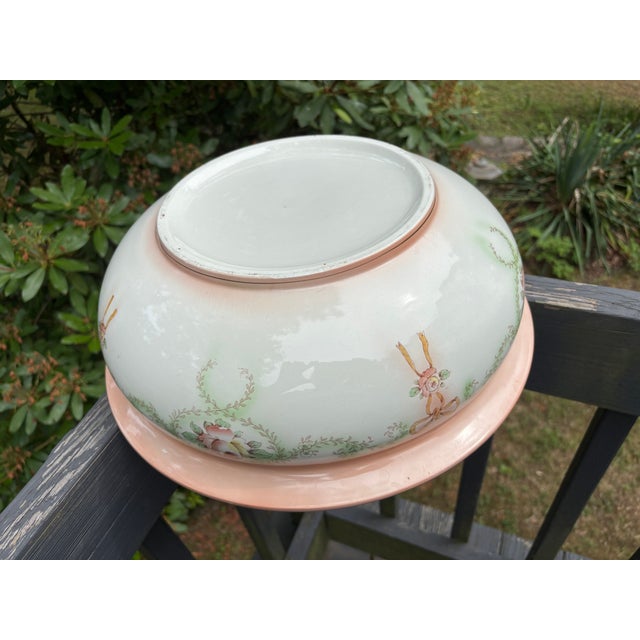 Antique Crown Devon Victorian/Edwardian Art Nouveau Fine English Porcelain Pitcher and Washbowl Set For Sale - Image 4 of 14