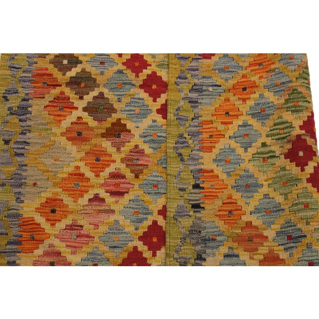 Textile Bohemian Kilim Gold Gray Wool Rug - 2'8" X 5'3" For Sale - Image 7 of 7