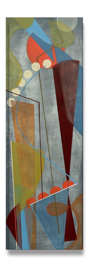 It's the Rest of the World That is Moving by Amy Hutcheson | Oil on wood cradle Abstract geometric composition.