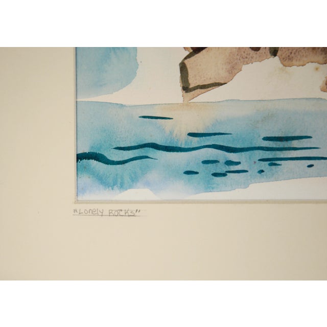 American "Lonely Rocks" - Original 1958 Watercolor on Paper by Bertram Spencer For Sale - Image 3 of 5