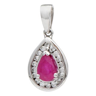 14KW Ruby(0.42) & Diamond(0.14) Pendant For Sale