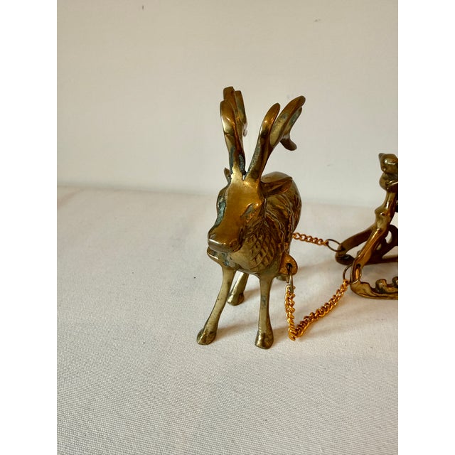 Brass Vintage Brass Reindeer & Sleigh For Sale - Image 8 of 11