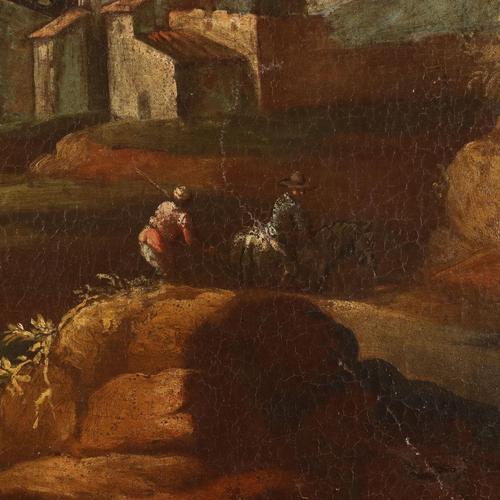 Venetian School, Landscape with Figures, Oil on Canvas, Framed For Sale - Image 4 of 12