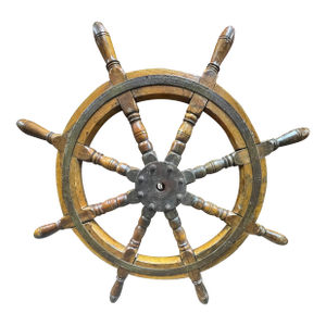 Antique Iron Clad Mahogany Ship’s Wheel