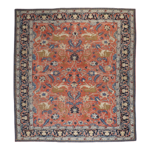Early 20th Century Persian Tabriz Hunting Animal Pictorial Rug