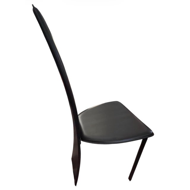 Contemporary Vintage Cattelan Italia “Lara” Black Leather Dining Chairs – Set of 8 – Made in Italy For Sale - Image 3 of 5