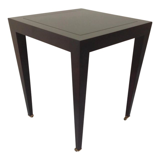 C.1993 Donghia "Madrid" Square Side/End Table With Brass Sabots Castors For Sale